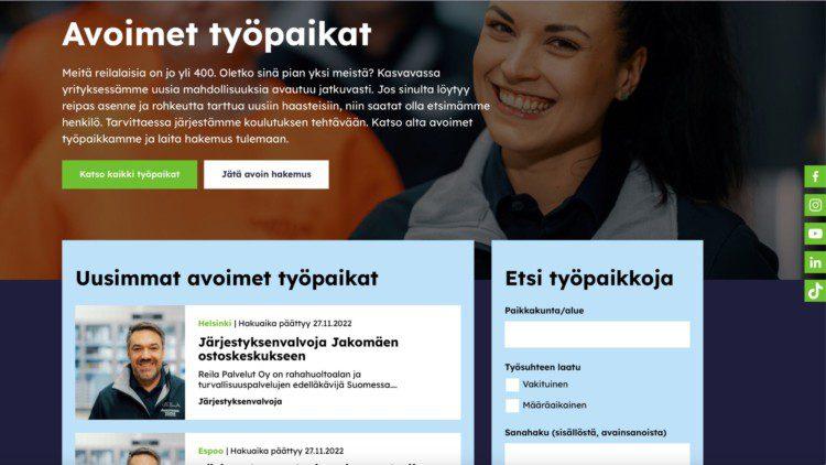 Reilan verkkosivun Reila työnantajana -osio